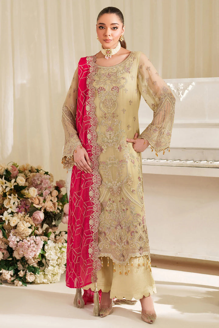 3-Piece Ready to Wear Imrozia / Serene Noore Luxury Chiffon Collection DHALIA M-95 Ivory Green