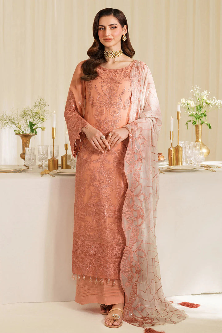 3-Piece Ready to Wear Imrozia / Serene Noore Luxury Chiffon Collection EIRS M-92 Peach