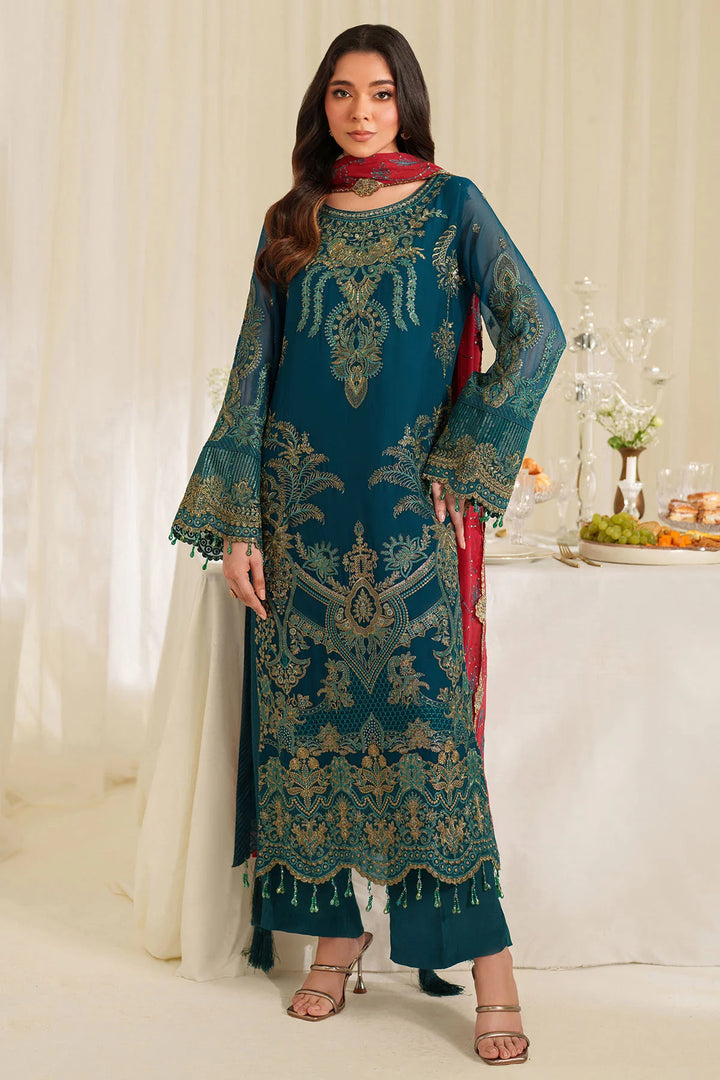 3-Piece Ready to Wear Imrozia / Serene Noore Luxury Chiffon Collection LYRA M-93 Teal