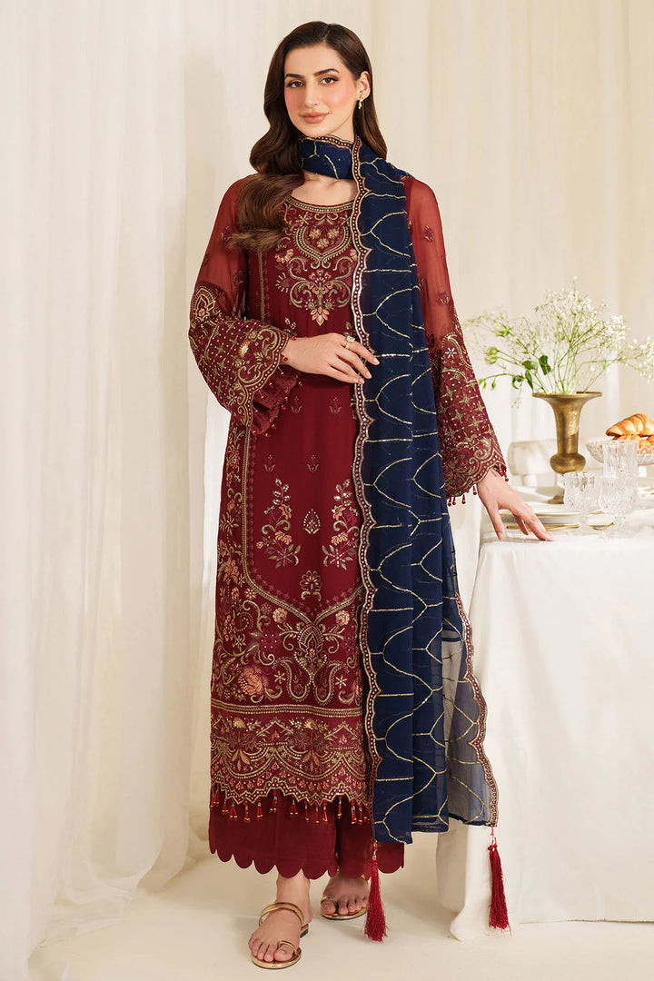 3-Piece Ready to Wear Imrozia / Serene Noore Luxury Chiffon Collection SAIRA M-94 Maroon