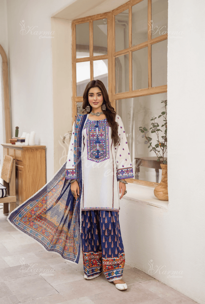 3-Piece Ready to Wear Karma Collections COOL BLUE KC-1495