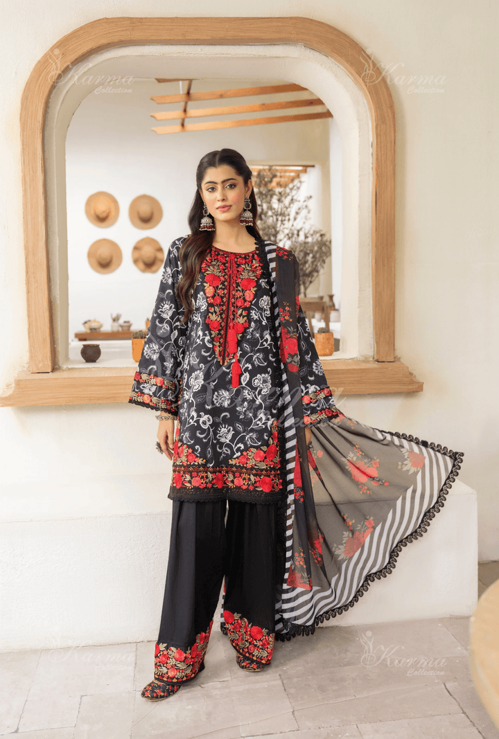 3-Piece Ready to Wear Karma Collections CRIMSON NOIR KC-1492