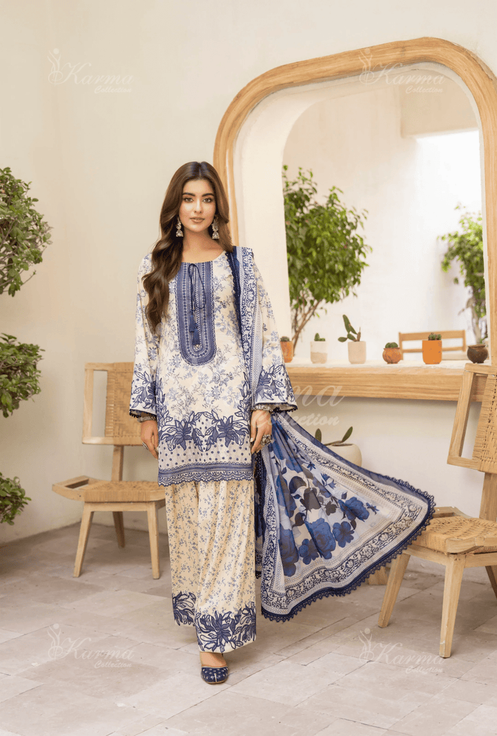 3-Piece Ready to Wear Karma Collections FLORA BLUE KC-1496