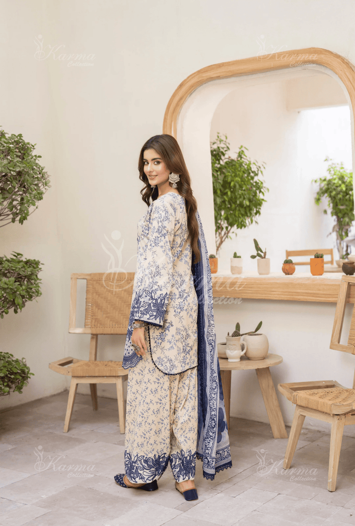 3-Piece Ready to Wear Karma Collections IVORY ROSE KC-1503