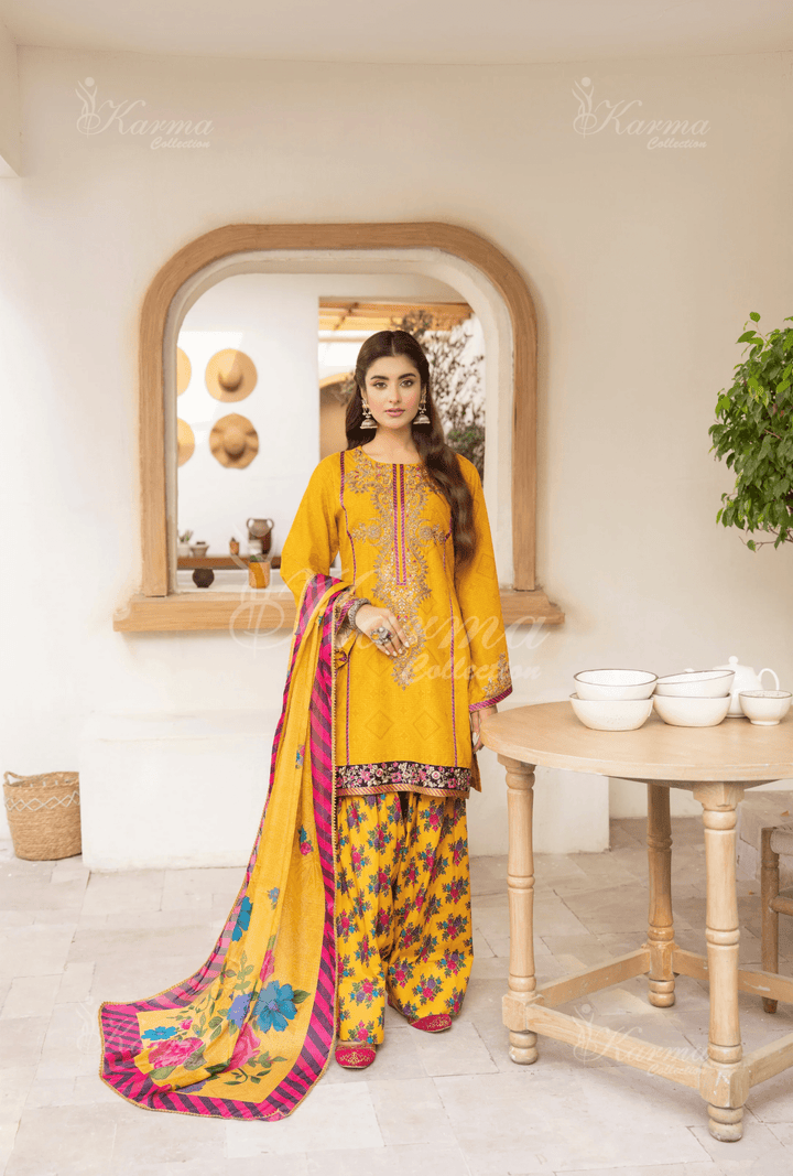 3-Piece Ready to Wear Karma Collections MARIGOLD GLINT KC-1501