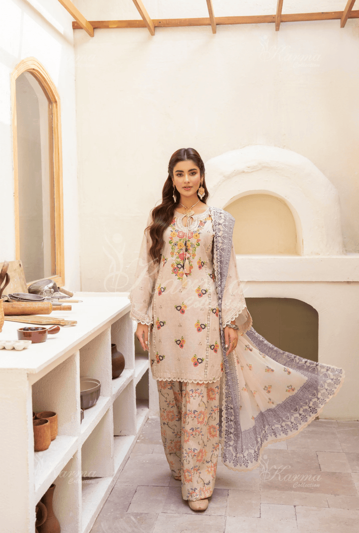 3-Piece Ready to Wear Karma Collections WARM WHITE KC-1499