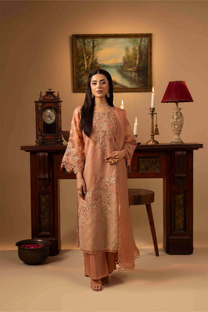 3-Piece Ready to Wear Zahra Rubab Luxe ZR-2538 MYRON - Peach