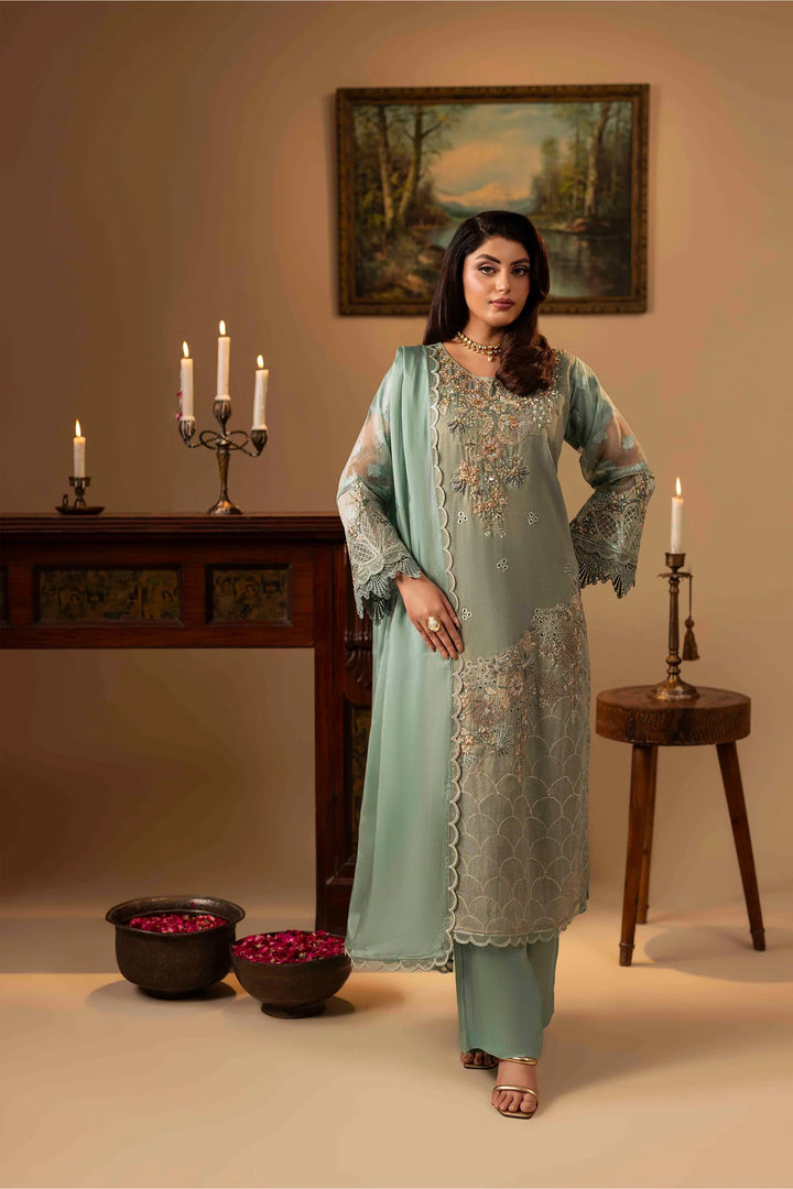 3-Piece Ready to Wear Zahra Rubab Luxe ZR-2538 SUSAN - Turquoise