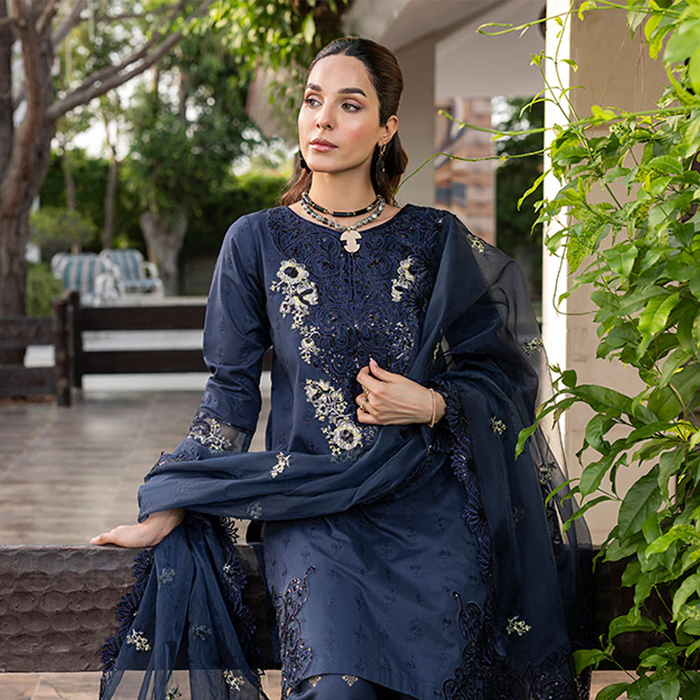 Zahra Rubab 3-Piece Ready to Wear Luxury Lawn Nayab Collection Opal ZR-2533 Dark Blue