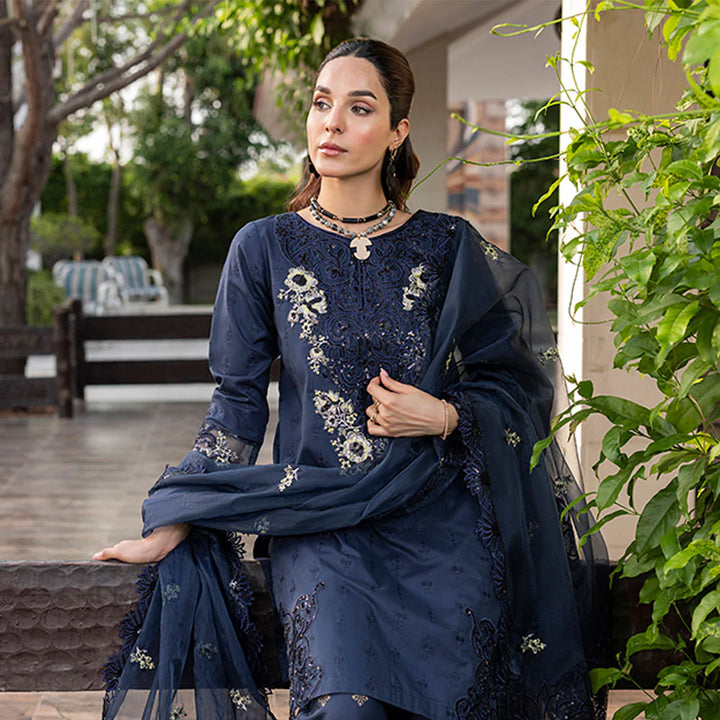 Zahra Rubab 3-Piece Ready to Wear Luxury Lawn Nayab Collection Opal ZR-2533 Dark Blue