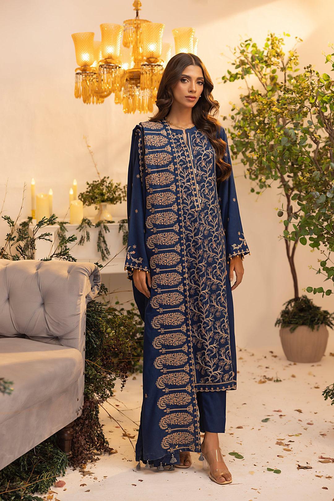 LAKHANY 03 Piece Unstitched Embroidered Cashmi wool LG-IZ-0248