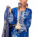 3PC Gul Ahmed Unstitched Embroidered Printed Lawn Suit with Zari Stripe Dupatta ST-42002