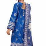 3PC Gul Ahmed Unstitched Embroidered Printed Lawn Suit with Zari Stripe Dupatta ST-42002