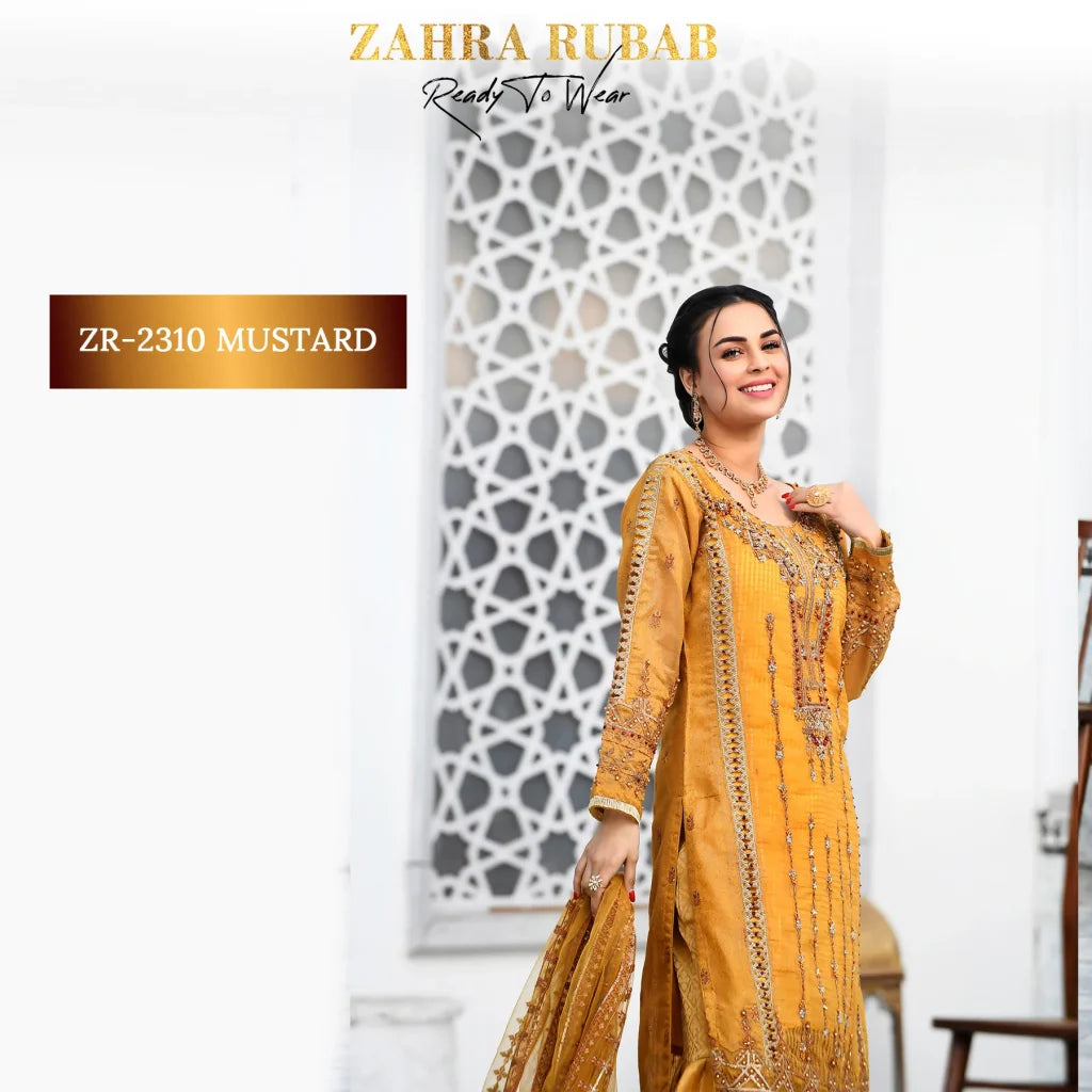 ZAHRA RUBAB 3 PIECE READYMADE MUSTARD ZR-2310