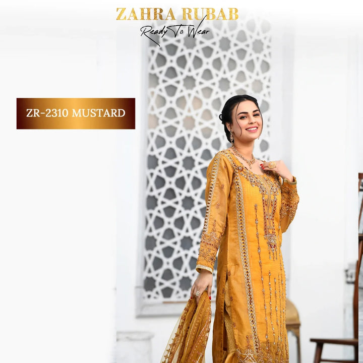ZAHRA RUBAB 3 PIECE READYMADE MUSTARD ZR-2310