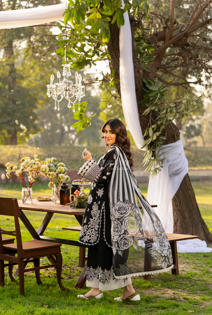 Karma Luxury COTTON Collection –3Piece Ready-to-Wear black KC-1541