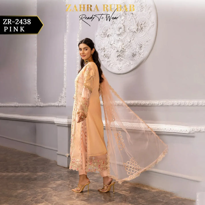 ZAHRA RUBAB 3 PIECE READYMADE PINK ZR-2438