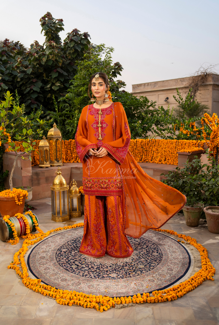 Karma Georgette Chiffon Festive Luxury Collection – 3-Piece Ready-to-Wear F-494A