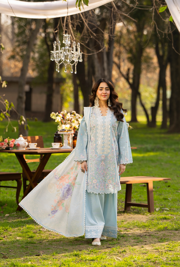 Karma Luxury COTTON Collection –3Piece Ready-to-Wear BABY BLUE KC-1543A