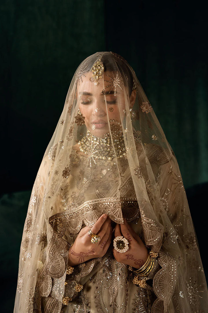 RAMSHA 3-PIECE READY TO WEAR DASTAK LUXURY CHIFFON COLLECTION Q-207 gold
