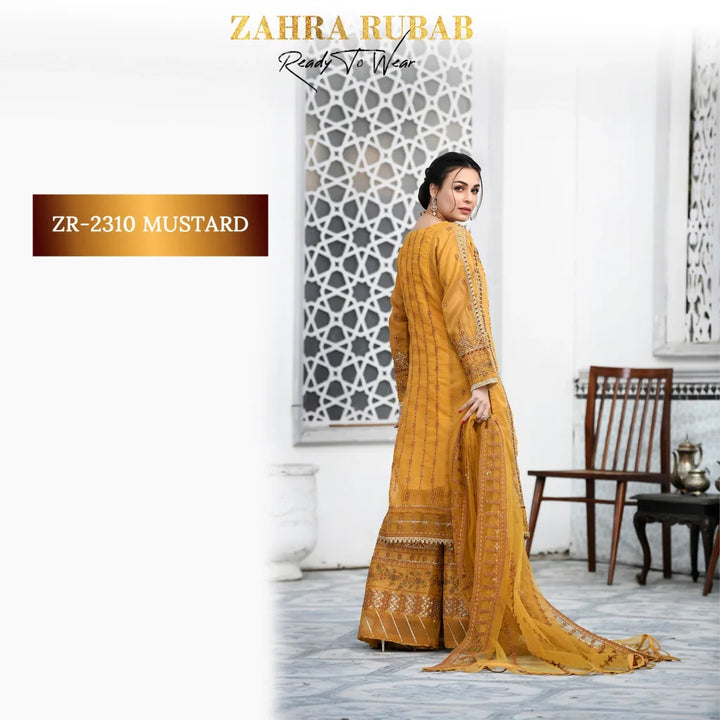 ZAHRA RUBAB 3 PIECE READYMADE MUSTARD ZR-2310