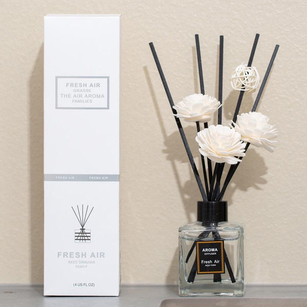 a reed diffuser set with elegant, minimal packaging