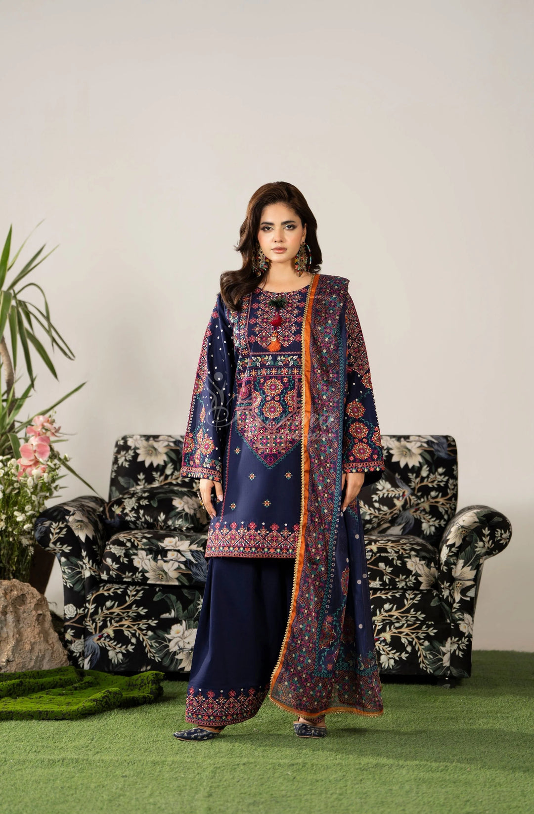 KARMA LUXURY COLLECTION –3PIECE READY-TO-WEAR kC-1582 NAVY