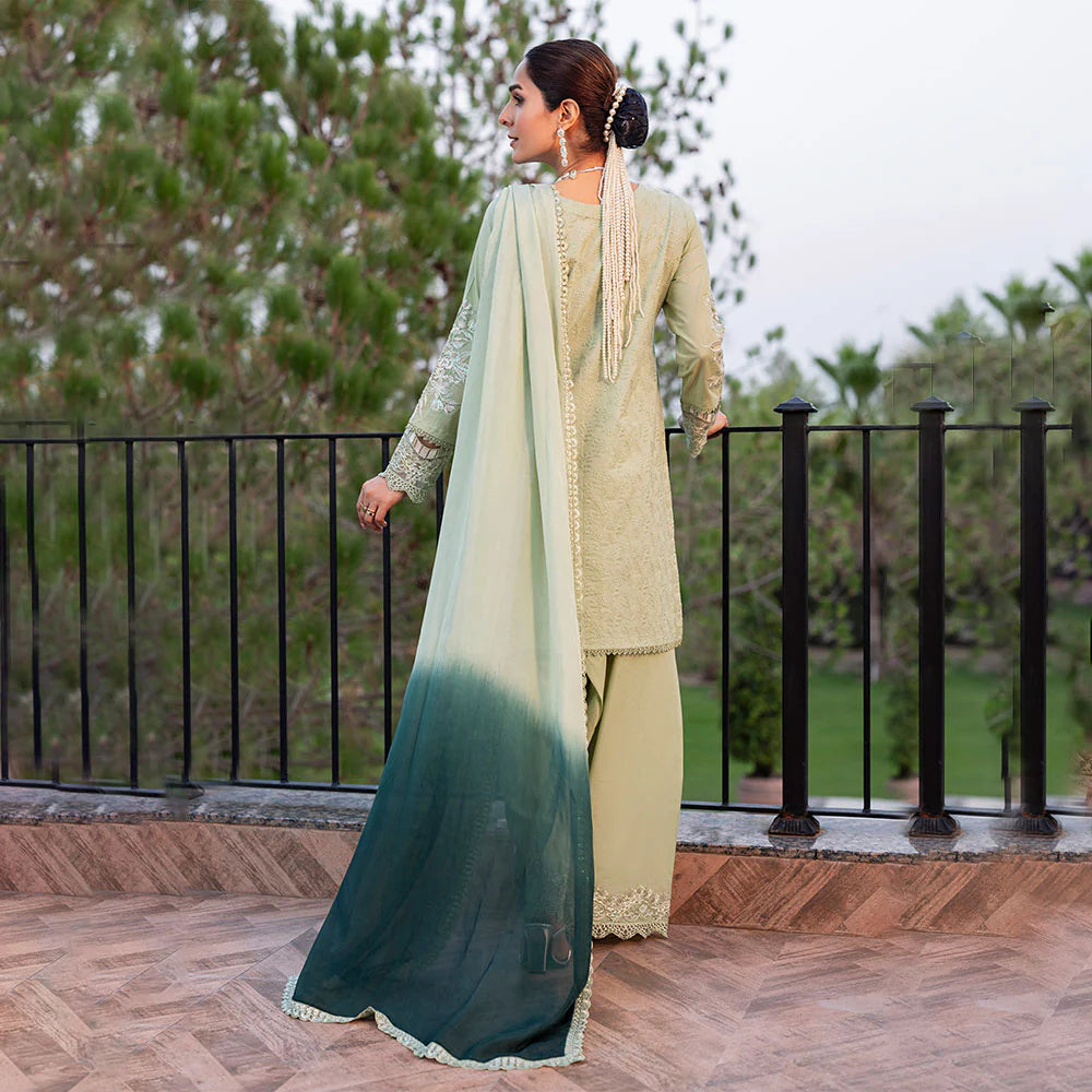 Zahra Rubab 3-Piece Ready to Wear Luxury Lawn Nayab Collection Emerald ZR-2537 Off-White