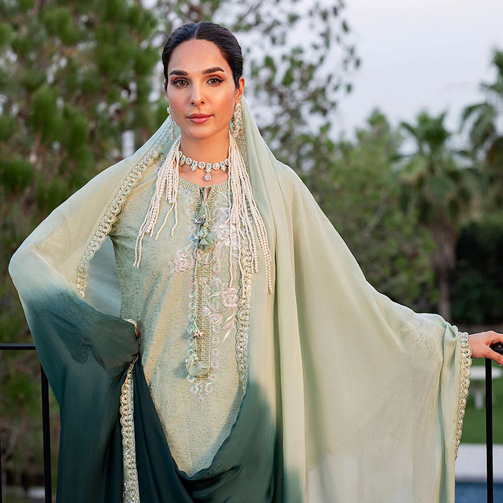 Zahra Rubab 3-Piece Ready to Wear Luxury Lawn Nayab Collection Emerald ZR-2537 Off-White