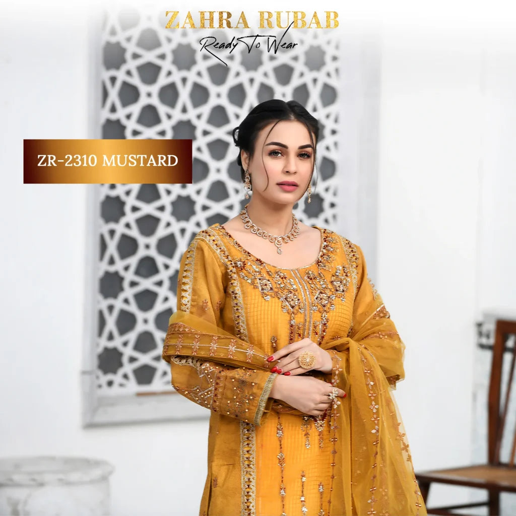 ZAHRA RUBAB 3 PIECE READYMADE MUSTARD ZR-2310