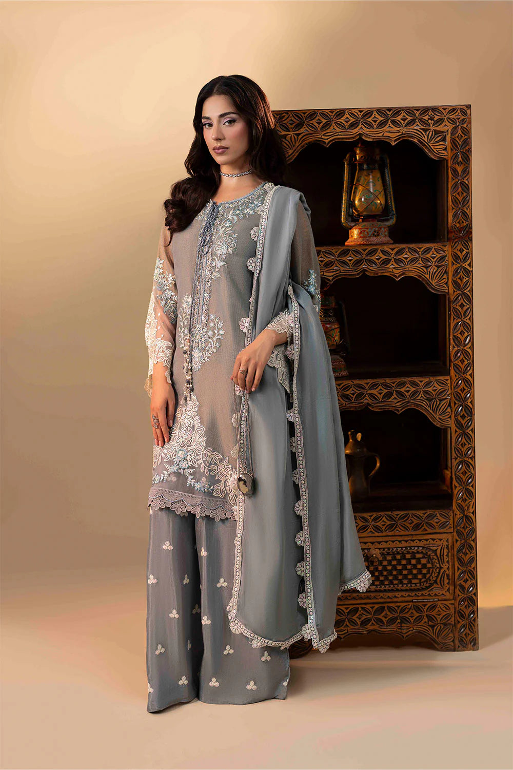 3-Piece Ready to Wear Zahra Rubab Luxe ZR-2540 AURELIA - Grey