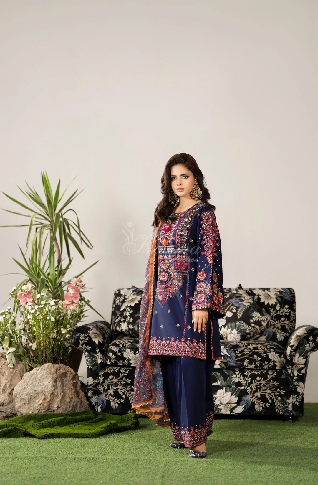 KARMA LUXURY COLLECTION –3PIECE READY-TO-WEAR kC-1582 NAVY