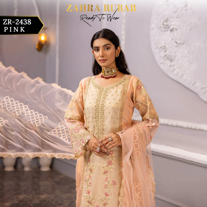 ZAHRA RUBAB 3 PIECE READYMADE PINK ZR-2438