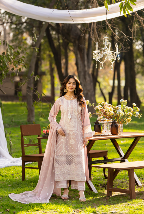 Karma Luxury COTTON Collection –3Piece Ready-to-Wear DUSTY ROSE KC-1544