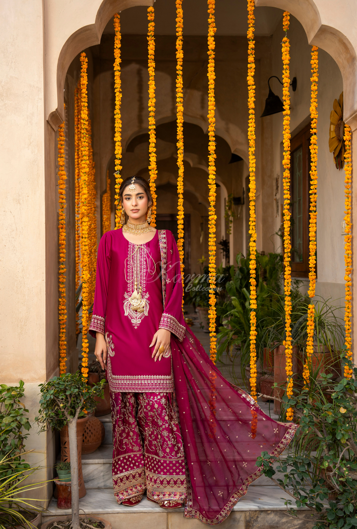 Karma Silk Festive Luxury Collection Green Manehdi – 3-Piece Ready-to-Wear F-493A