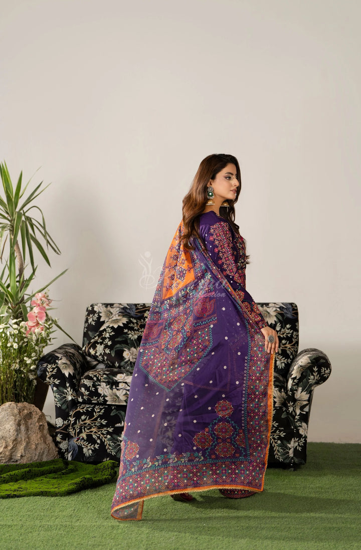 KARMA LUXURY COLLECTION 100% Original–3PIECE READY-TO-WEAR KC-1582B. plum dark