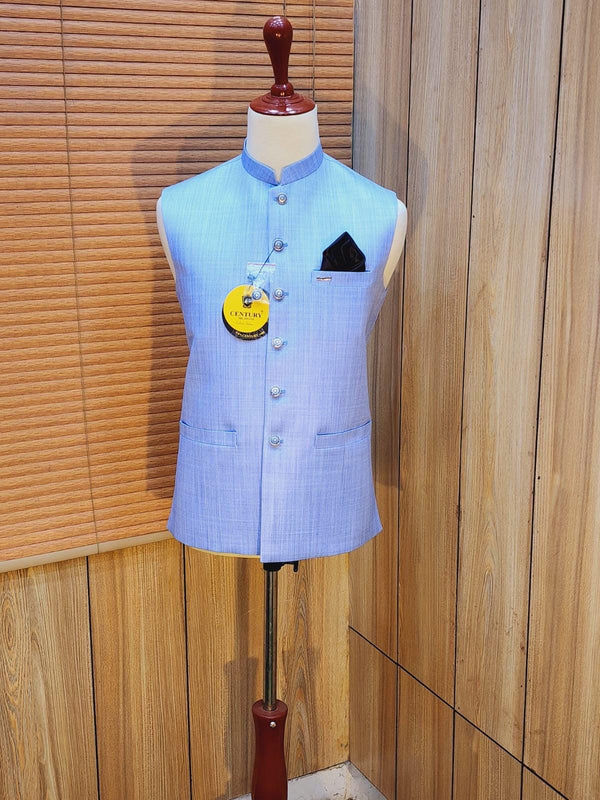 Men's Sky Blue Plain Waistcoat WQ-14