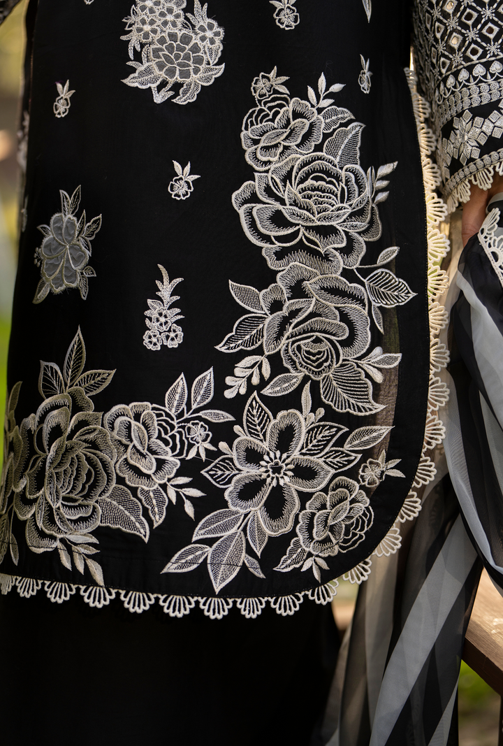 Karma Luxury COTTON Collection –3Piece Ready-to-Wear black KC-1541