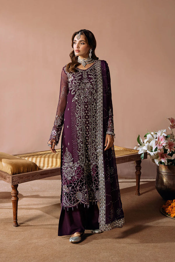 RAMSHA 3-PIECE READY TO WEAR DASTAK LUXURY CHIFFON COLLECTION VOL-2 - Q-208 purple