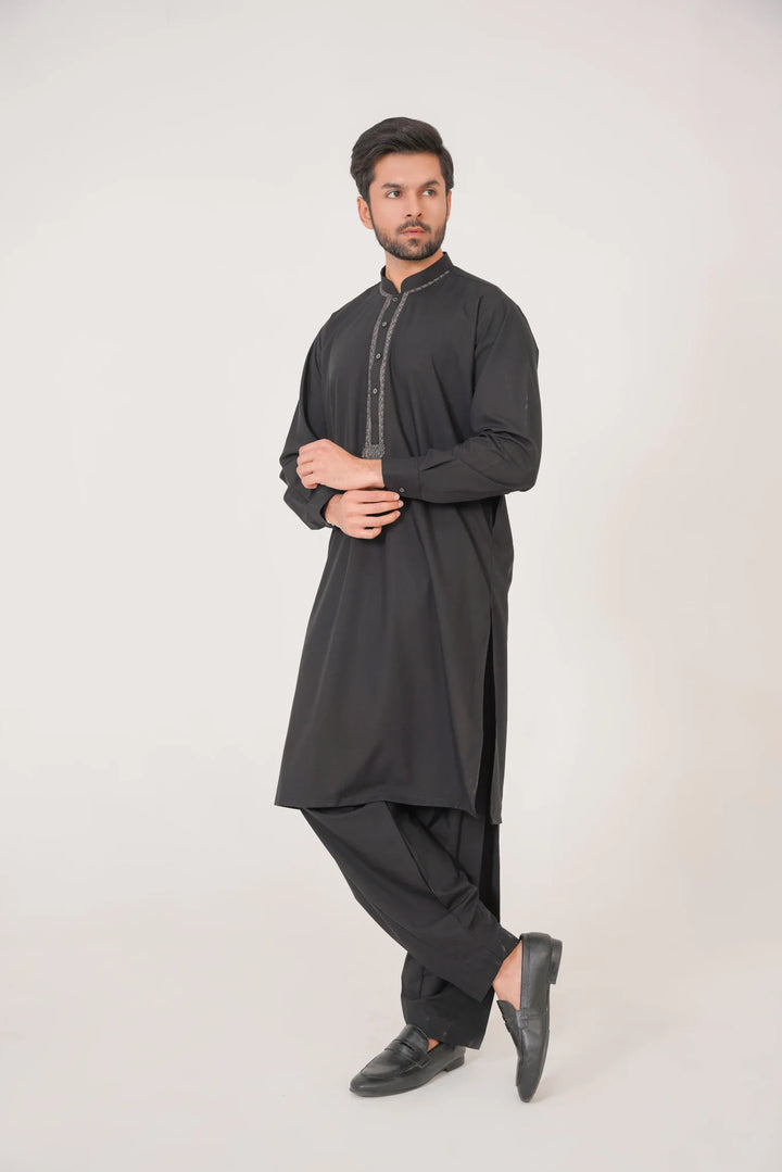 Al-Qaisar Black Embroidered Shalwar Kameez AQ-26