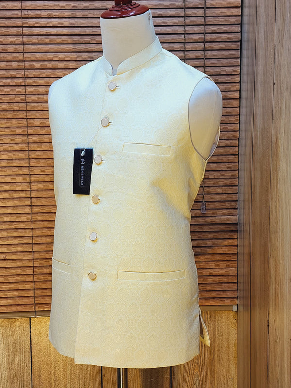 Al-Qaisar Cream Embroidered Waistcoat WQ-01