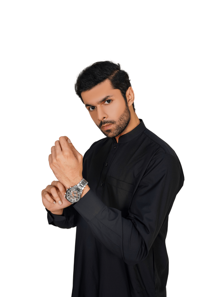 Al-Qaisar Men's Black Shalwar Kameez AQ-03