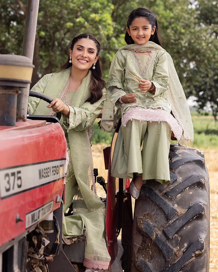 Allys 3-Piece Ready to Wear Mother &amp; Daughter AL-1026 Sage