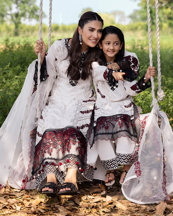 Allys 3-Piece Ready to Wear Mother &amp; Daughter AL-1029 White