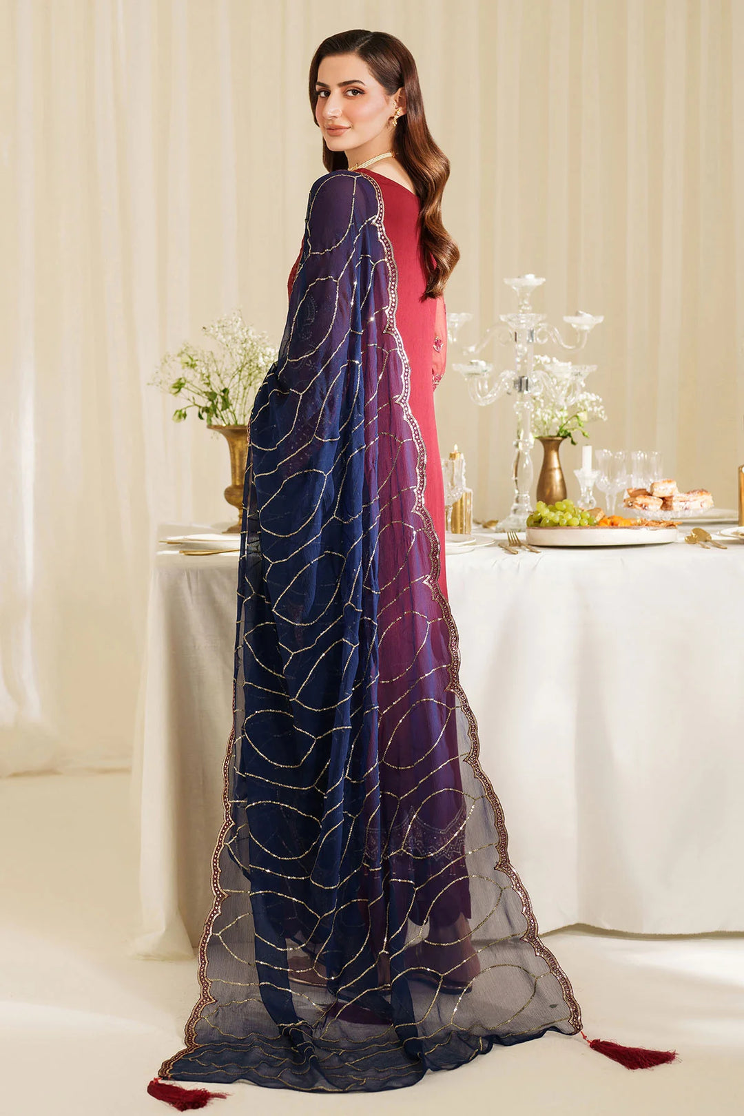 3-Piece Ready to Wear Imrozia / Serene Noore Luxury Chiffon Collection SAIRA M-94 Maroon