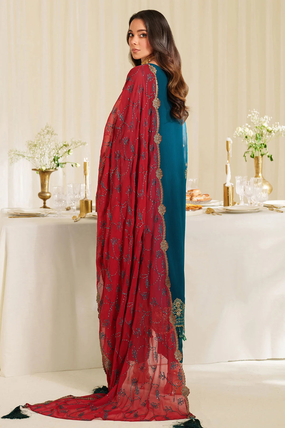 3-Piece Ready to Wear Imrozia / Serene Noore Luxury Chiffon Collection LYRA M-93 Teal