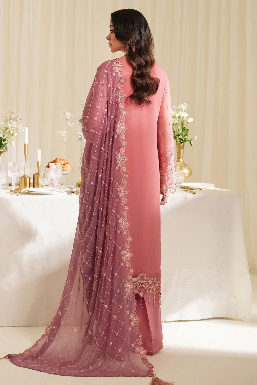 3-Piece Ready to Wear Imrozia / Serene Noore Luxury Chiffon Collection LUNA M-91 Tea Pink