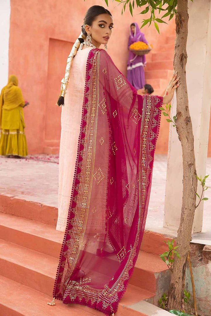 GUL AHMED 3PC FOAM AND GOLD PRINTED EMBROIDERED UNSTITCHED LAWN SHIRT WITH FOIL PRINTED CHIFFON DUPATTA BM-32035