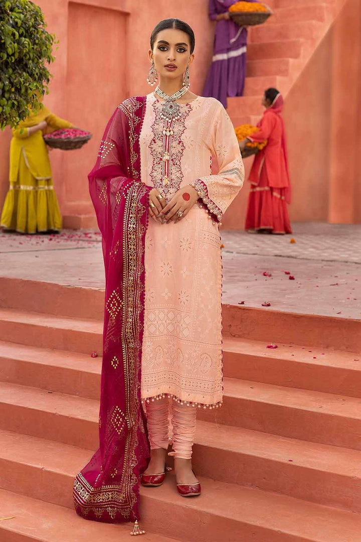 GUL AHMED 3PC FOAM AND GOLD PRINTED EMBROIDERED UNSTITCHED LAWN SHIRT WITH FOIL PRINTED CHIFFON DUPATTA BM-32035