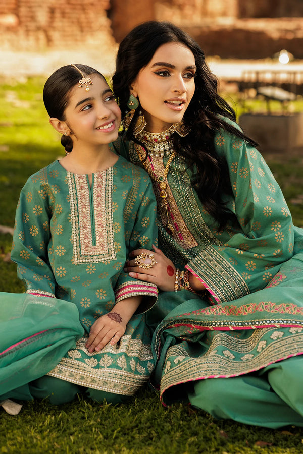 CHARIZMA 3-PC Kids Embroidered Lawn Suit GREEN CKP-5-56 &amp; CMA-5-27